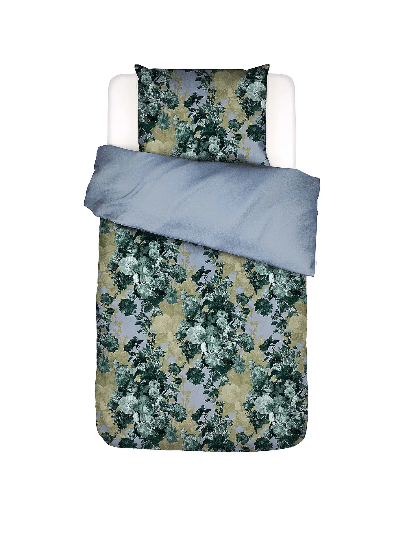 ESSENZA | Satin Bettwäsche 70x90cm/140x200cm LEILA Chambray Blue | 